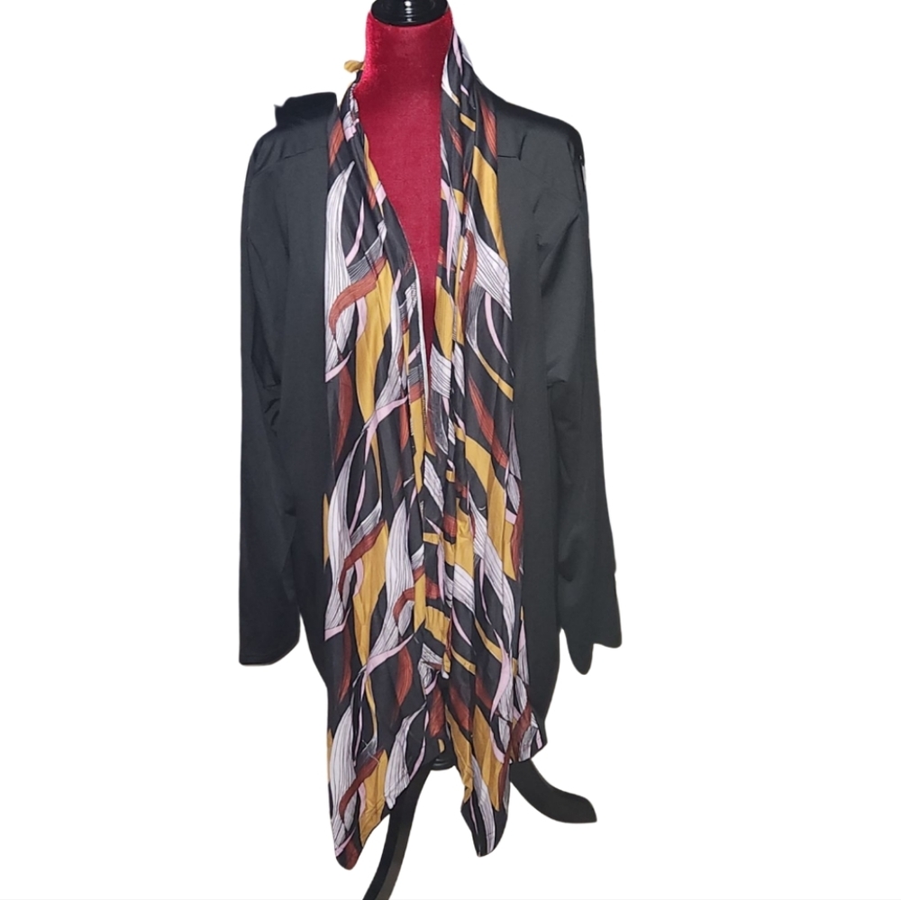 LoveUDear Black Ribbon Shawl Collared Cardigan Tunic-like 3XL (NWT)